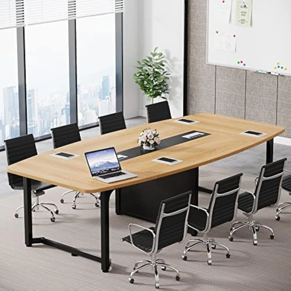 8FT Conference Table, 94.5L x 47.2W inch Large Meeting Table, Modern Rectangular Seminar Table for Office Meeting Conference