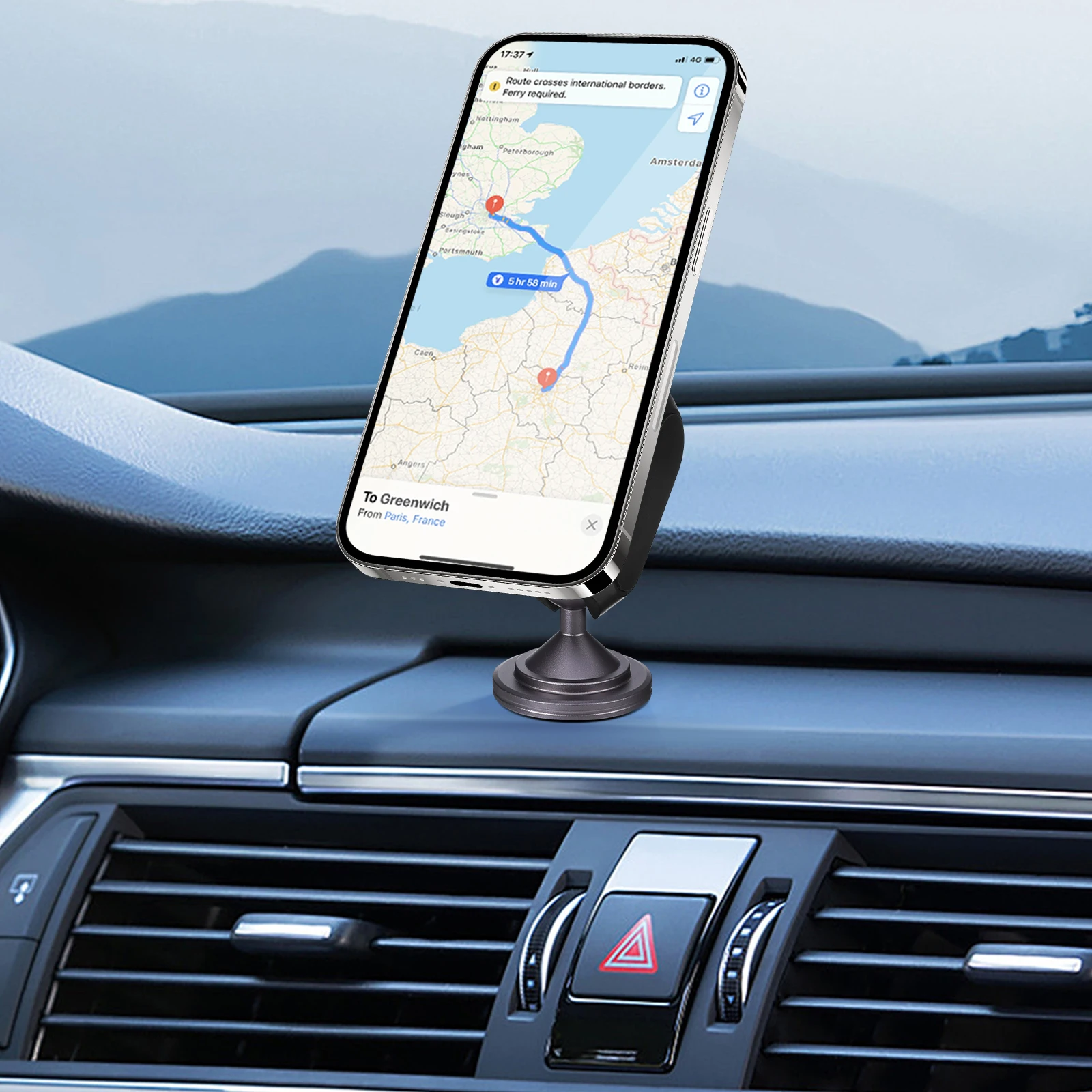 

Sturdy Aluminium Ball Phone Mount For Car Adhesive Dash Holder 17Mm Swivel Base Cellphone Mounting System Driving