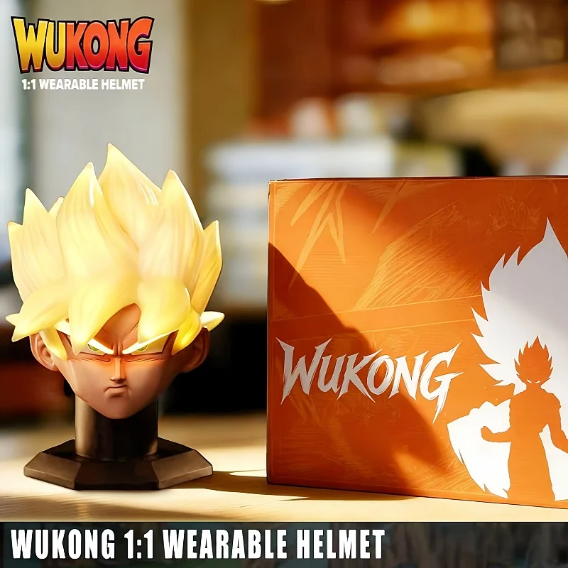 2026 New Dragon Ball Wukong 1:1 Wearable Helmet Ornament Voice Controlled Luminous Sound Mask Super Saiyan Christmas Gift Toy
