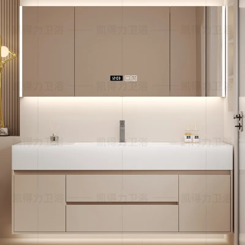 Vanity Bathroom Cabinet Combination Rock Slab Basin Intelligent Mirror Washbasin Bathroom Cabinet Meuble Toilette Room Furniture