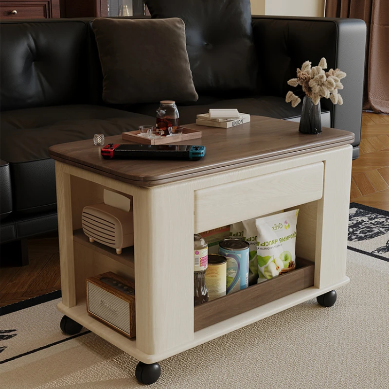 

Mobile Coffee Table Solid Wood Trolley