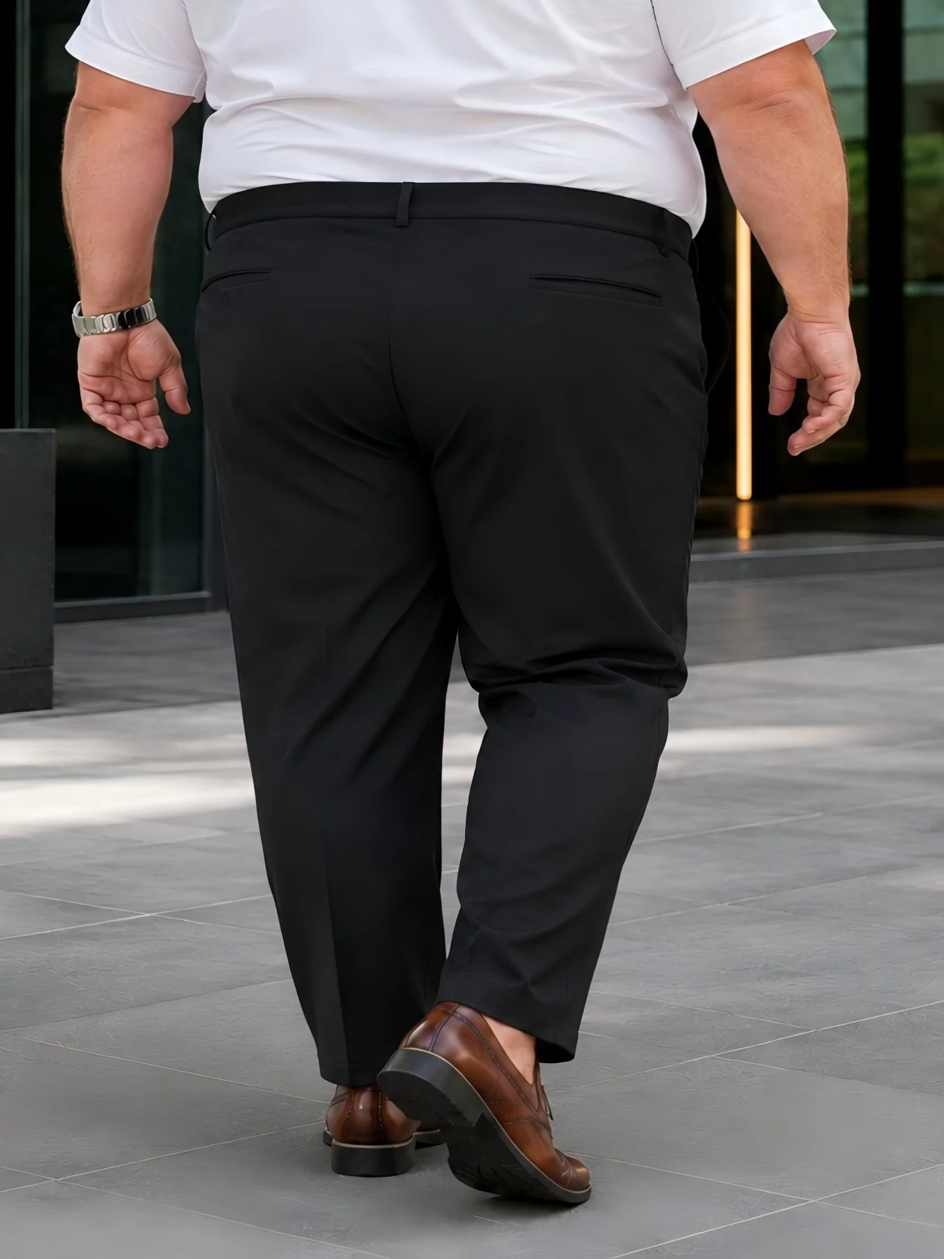 plus Size Men's Anti-Wrinkle Polyester Drapey Dress Pants Loose Straight Leg Trousers Multiple Pockets Business Office Interview