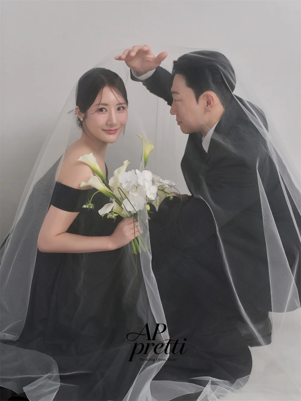 AP pretti Graceful Taffeta Korea Wedding Dress Photo Shoot Strapless Customized Off the Shoulder A-line Floor-Length Bridal Gown