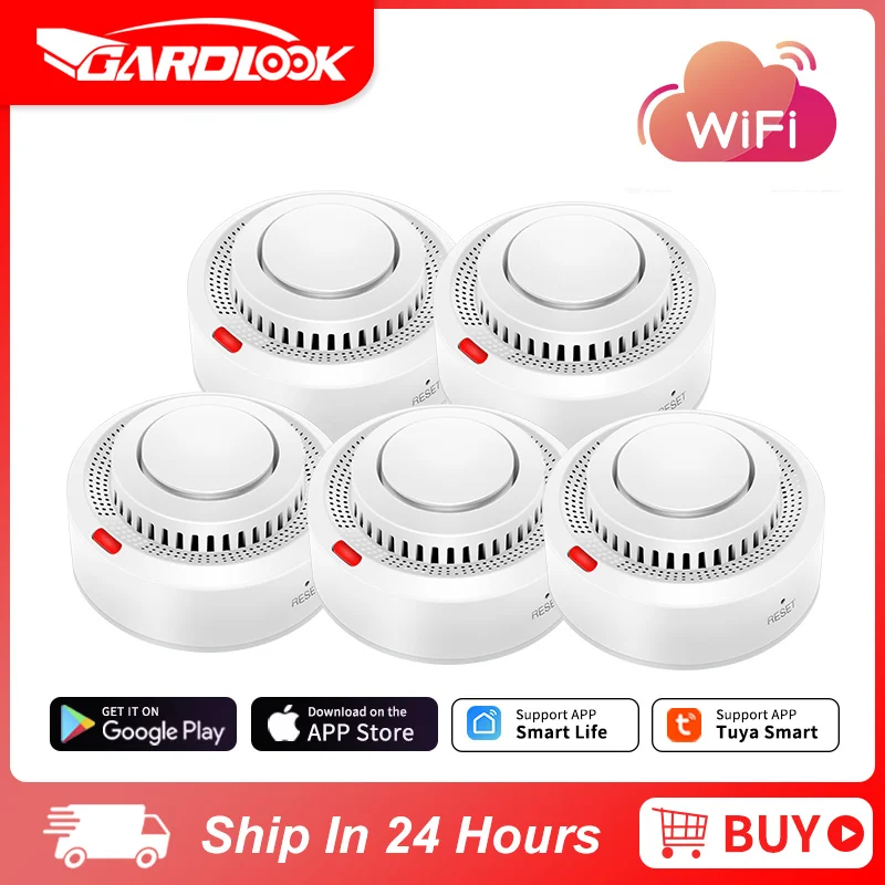 Tuya-Home Smoke Detector, Proteção Contra Incêndios, Segurança, Sensor de Alarme Sonoro, Sem Fio, Bateria, Smart Life App, Push Alert