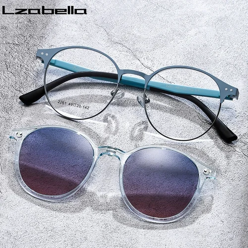 Lzabella monturas de gafas magnéticas con Clip para hombres y mujeres gafas graduadas ópticas de aleación de tamaño pequeño polarizadas a la moda 2261