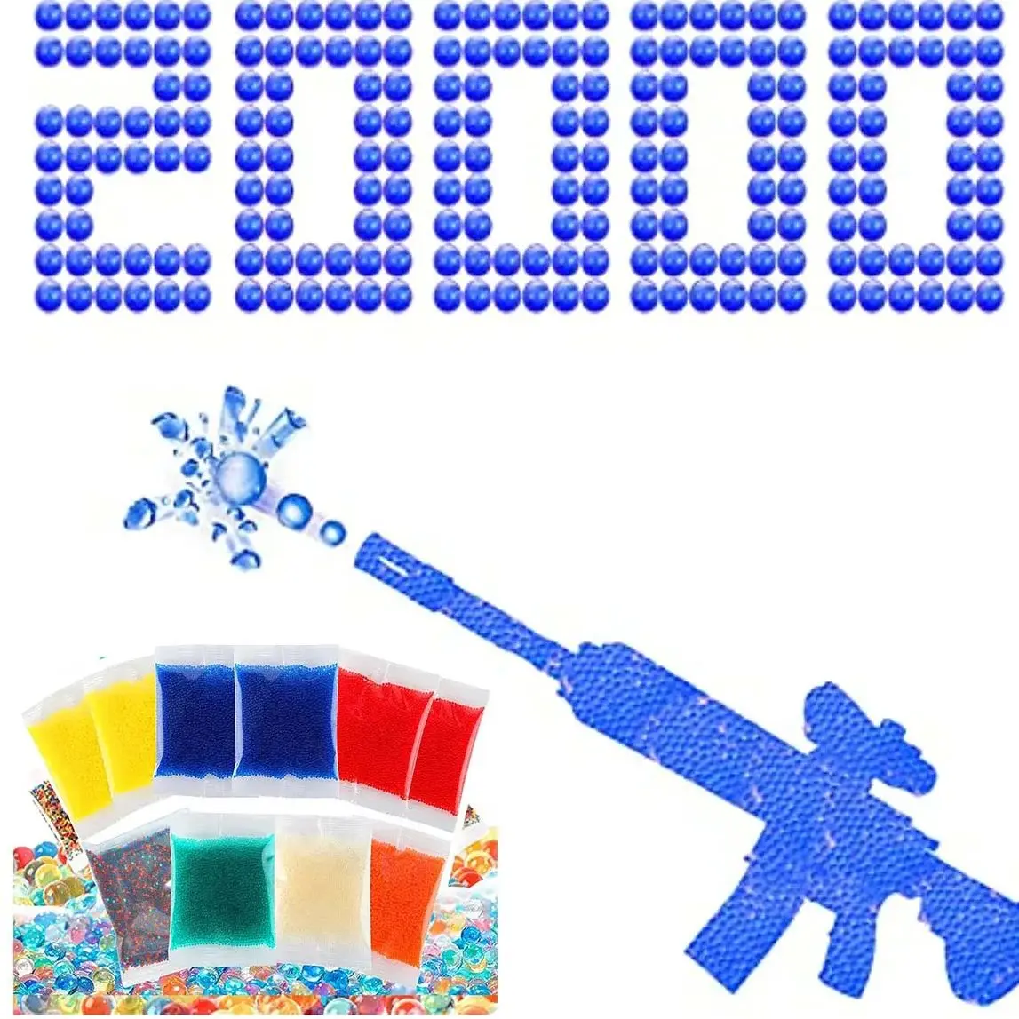 Growing Rainbow Home Decor Gel Ball Gun Blaster Ammo Refill Water Beads Splat 7-8mm Beads Bullets for Splatrball Crystal Balls
