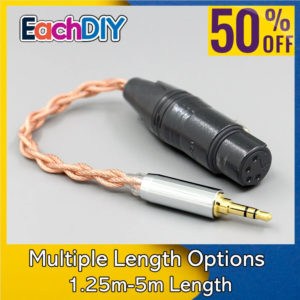 

Shielding Coaxial Mixed Graphene 7N OCC DIY Earphone Cable For 2.5mm 3.5m 4.4mm 6.5mm To XLR 4 pole Female LN007806