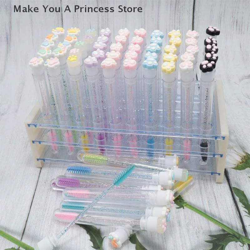 การ์ตูนแมวตีนขนตาแปรงหลอดมาสคาร่าแบบใช้แล้วทิ้งหลอดReusable Lash Spooliesแปรงกันฝุ่นทําความสะอาดหลอด