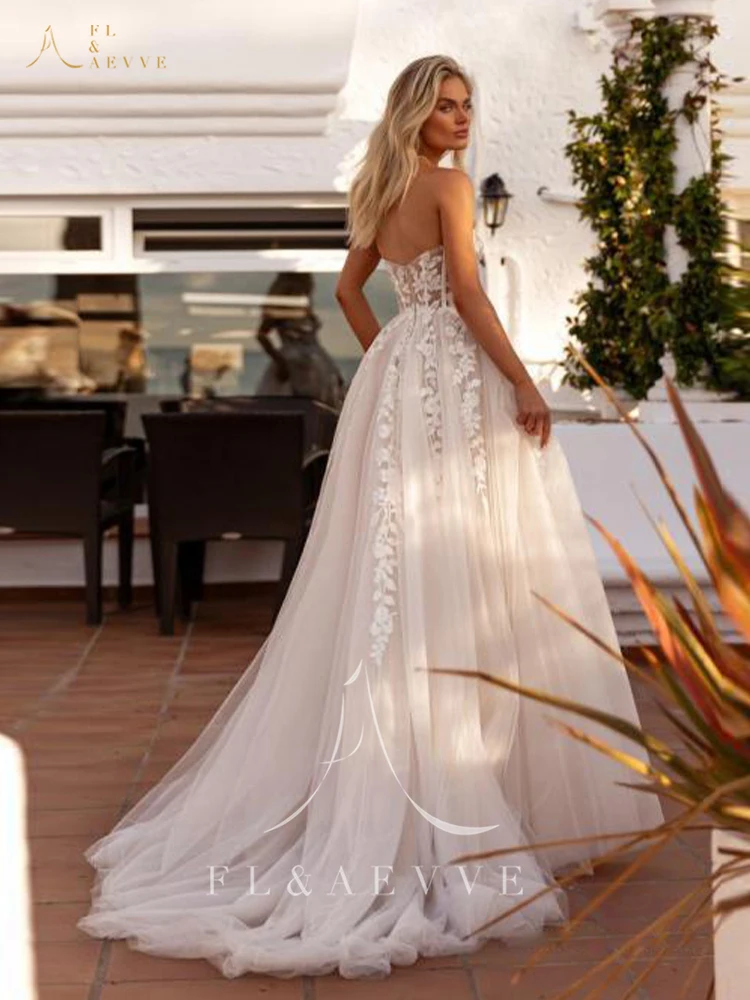 فستان زفاف FL&AEVVE على شكل قلب مع فتحة جانبية مزين بفتحة جانبية فستان عروس مخصص للحفلات الرسمية vestidos de novia