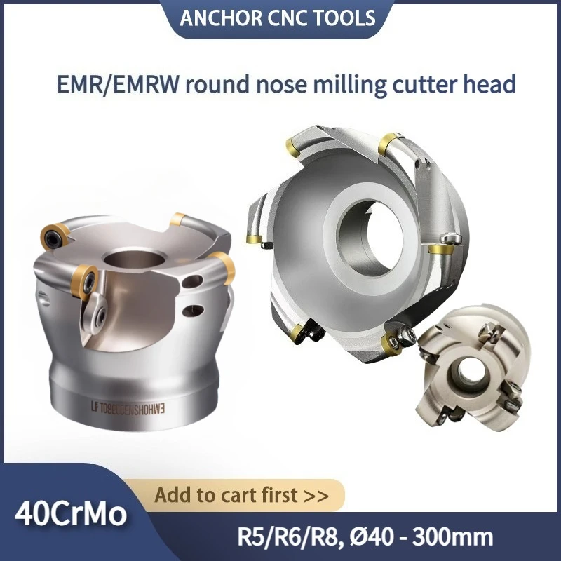 EMR EMRW Bull Nose Face Mill Cutter Head 5R 6R 8R CNC Face Mill Holder for RPMT RPHT Inserts 40-300mm Indexable Milling Tool