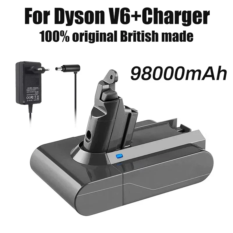 

2024 98000mAh 21.6V 98.0Ah Li-ion Batter62 DC74 SV09 SV07 SV03 965874-02 Vacuum Cleaner Batteryy for Dyson V6 DC58 DC59 DC61 DC