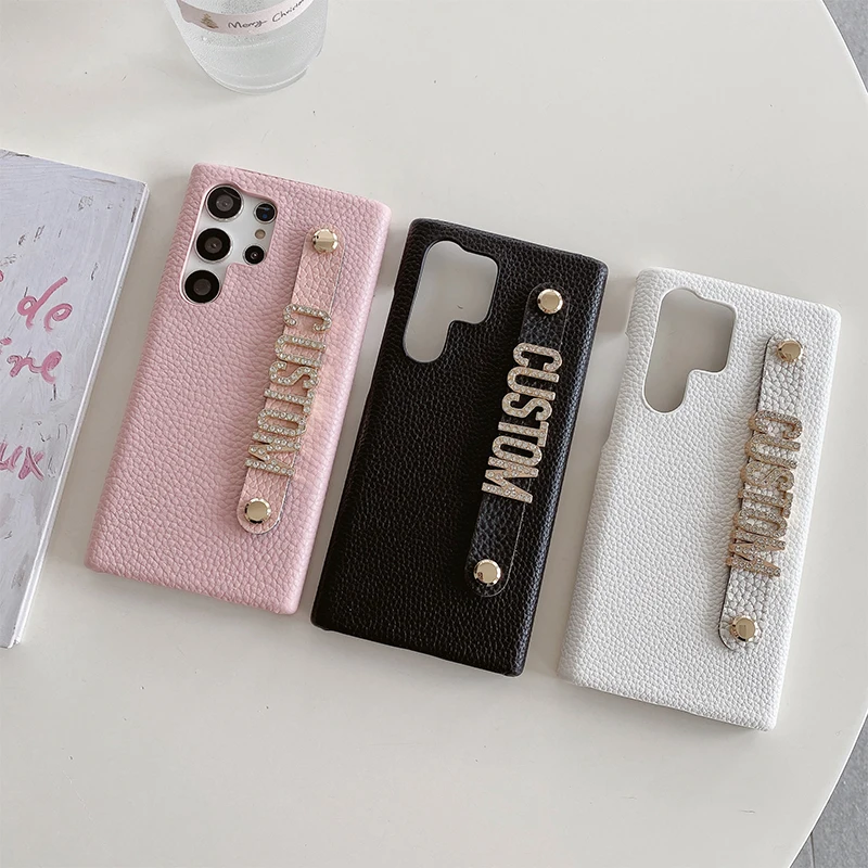 

Samsung note8 S24 S23 S22U S21Plus Кожаный чехол для телефона Samsung с индивидуальным именем и буквой, начальный защитный чехол
