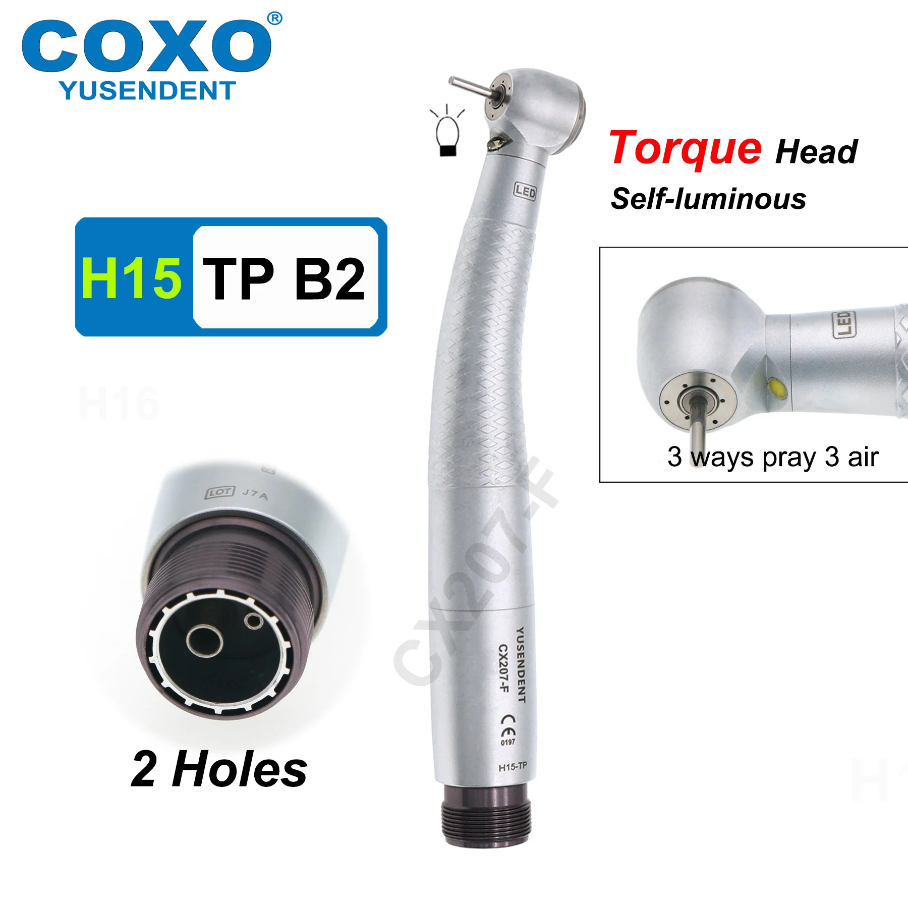 COXO LED Dental Turbine High Speed Handpiece Self Power E Generator Air Turbine Rotor Standard/Torque Head 2/4 Hole Fit NSK KAVO