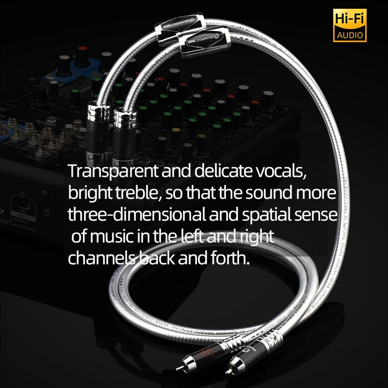 One Pair High Fidelity Sterling Silver RCA to XLR Audio Cable for CD Player Amplifier Mixer 2XLR Female to 2RCA Male Cable