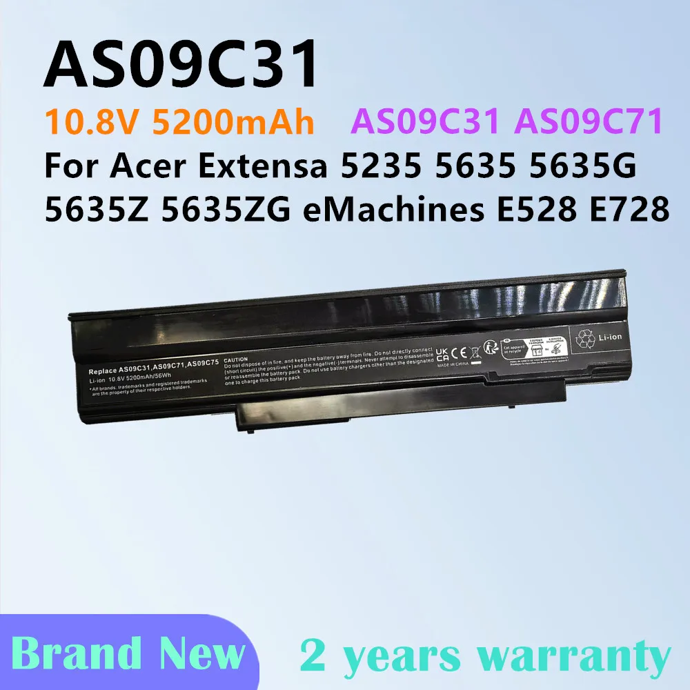 Laptop Battery for Acer Extensa 5235 5635 5635G 5635Z 5635ZG eMachines E528 E728 AS09C31 AS09C71 batteia
