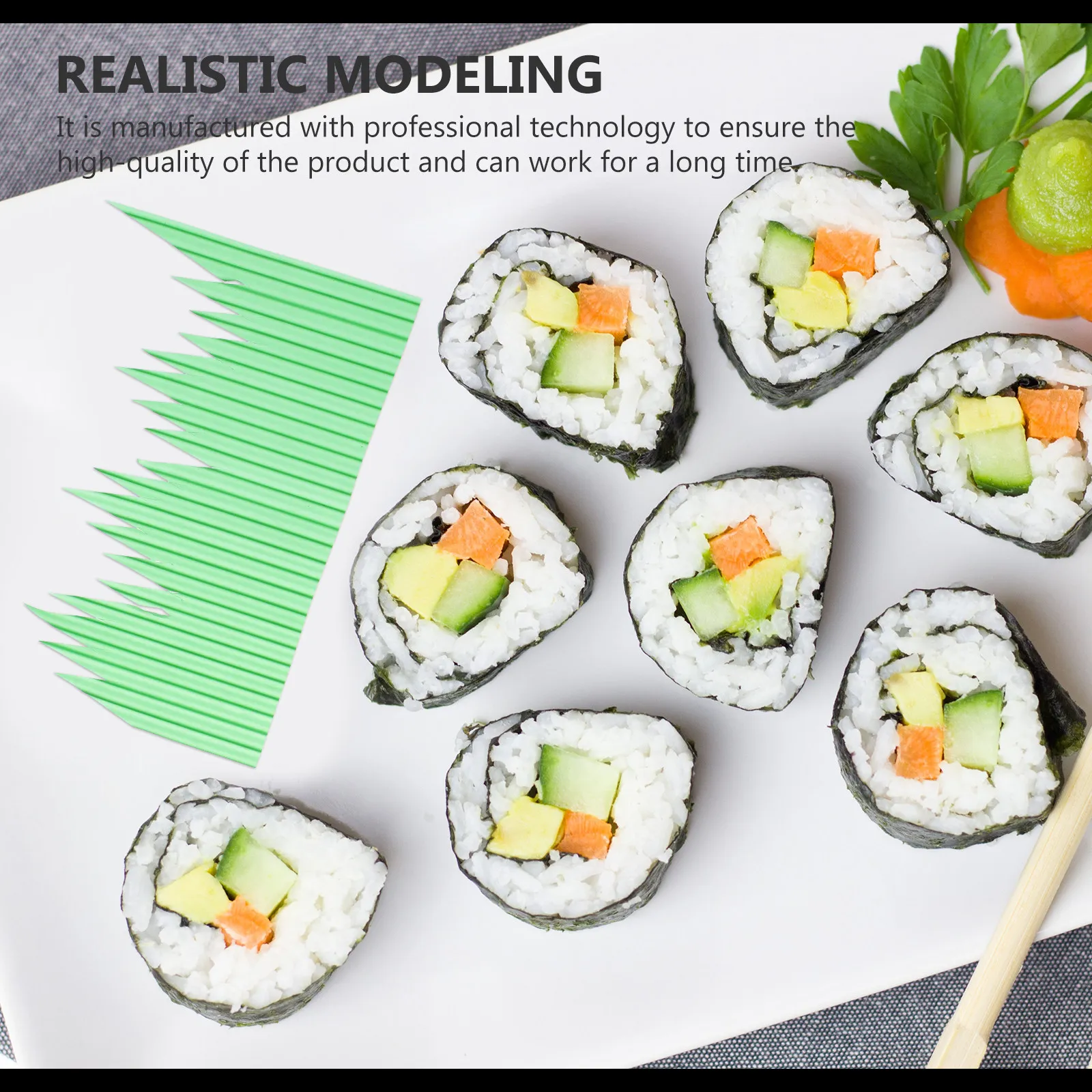 1000Pcs Stable Performance Sushi Grass Decoration Reusable Resin Green Food Styling Grass for Sushi Bar Plating Japanese