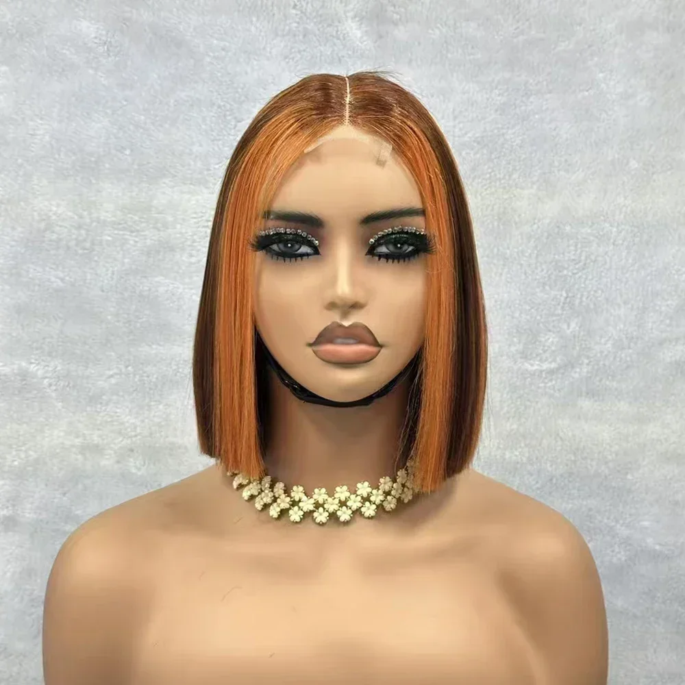 

2x6 Парики Боб с кружевной застежкой Медово-коричневый цвет Вьетнамские необработанные кости Прямые человеческие волосы Короткие бесклеевые парики Боб для женщин Плотность 180%