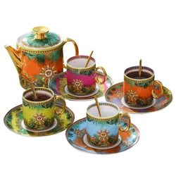 Afternoon tea for 4 people Europe Style Ceramic Bone China Coffee Set Cup and Saucer Spoon Kit Hand Painted