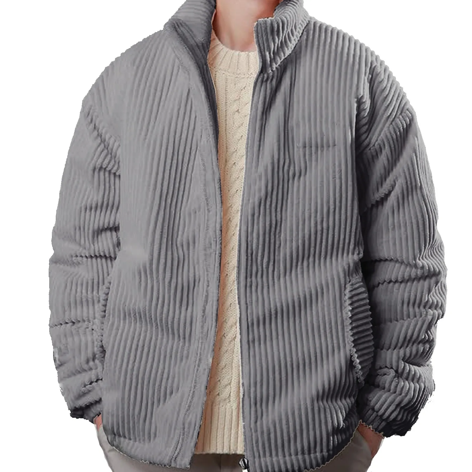 

2024 Winter Fashion Casual Parkas For Men Stand Collar Solid Color Outerwear Quality Comfort Zipper Cotton Jacket Thicken Warm