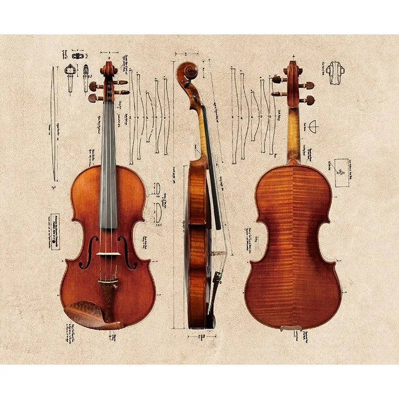 Hand-painted violin, single maple violin playing type, master solid wood