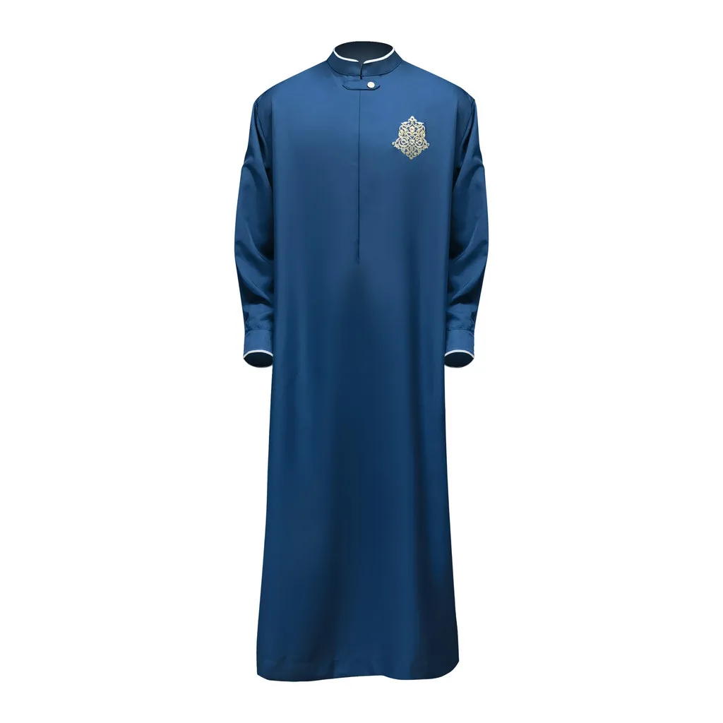 2025 Musulmano Dubai Caftano Abaya JUBAH Abito Ricamo Stile Etnico Abito da Uomo Marocchino con Tasca