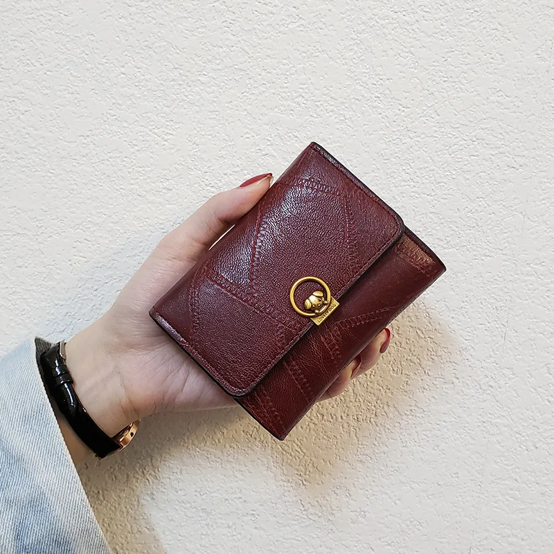 Monedero pequeño de tres pliegues para mujer, cartera pequeña con diseño de perro bonito y Simple, monedero para tarjetas