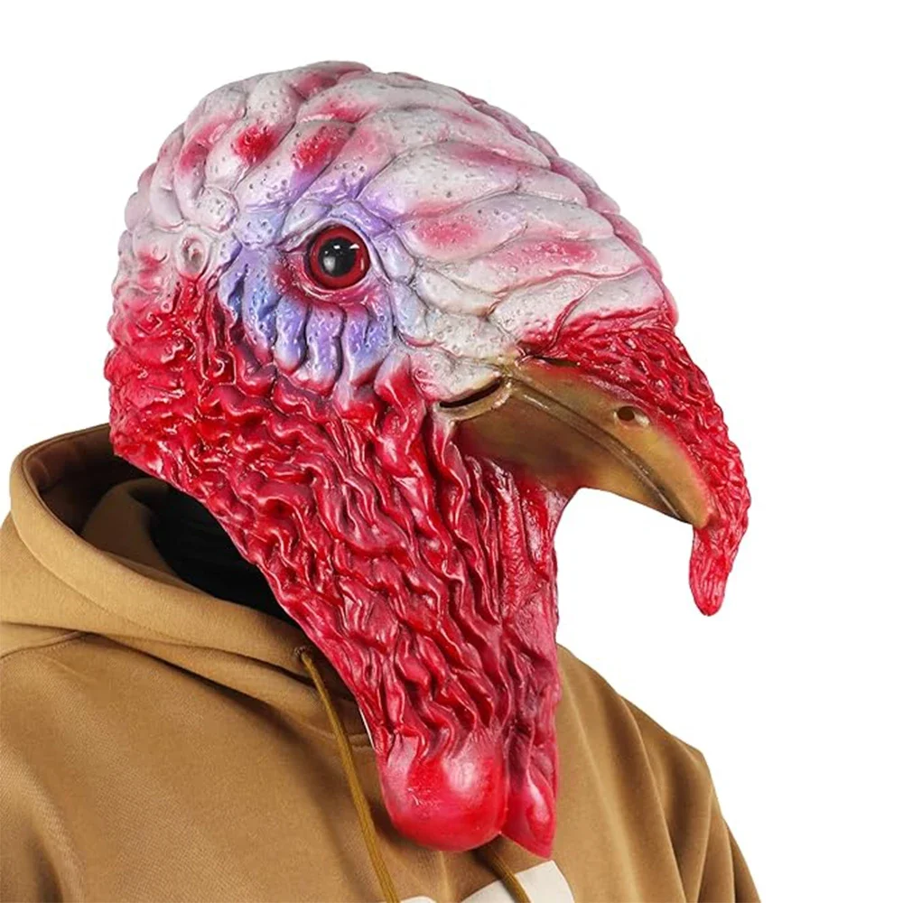 

Christmas Turkey Mask Halloween Rooster Full Head Headgear Thanksgiving Christma Party Animal Carnival Cosplay Turkey Latex Mask