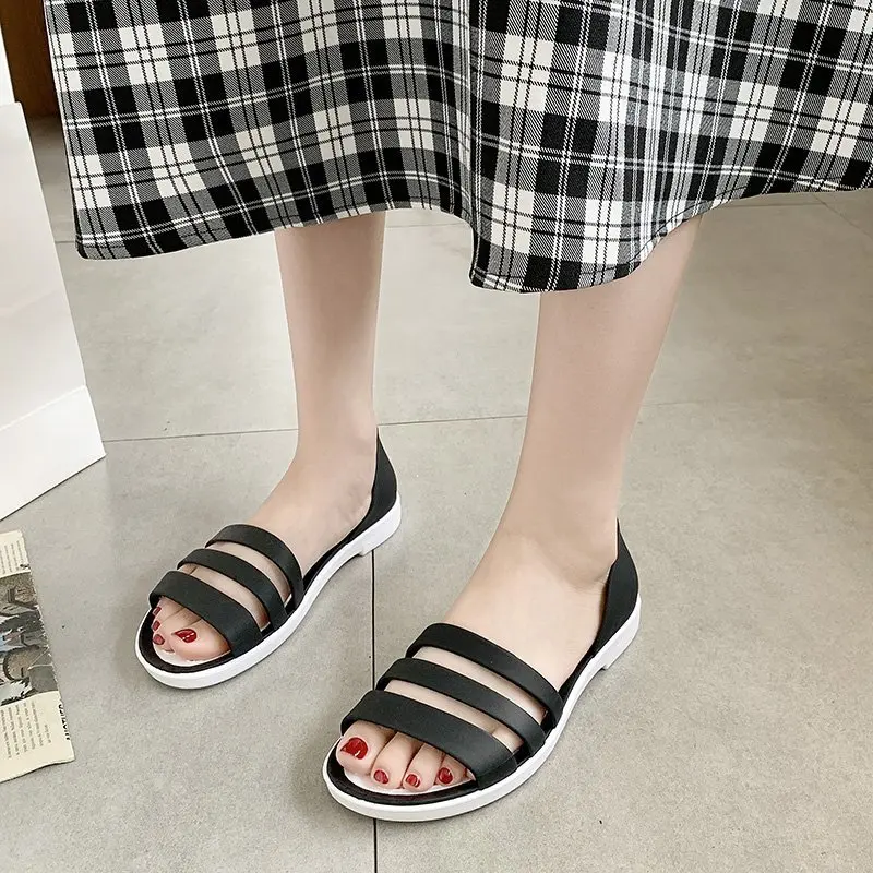 Women Summer Flat Sandals  Open-Toed Slides Slippers Candy Color Casual Beach Outdoot Female Ladies Jelly Shoes Women Sandals