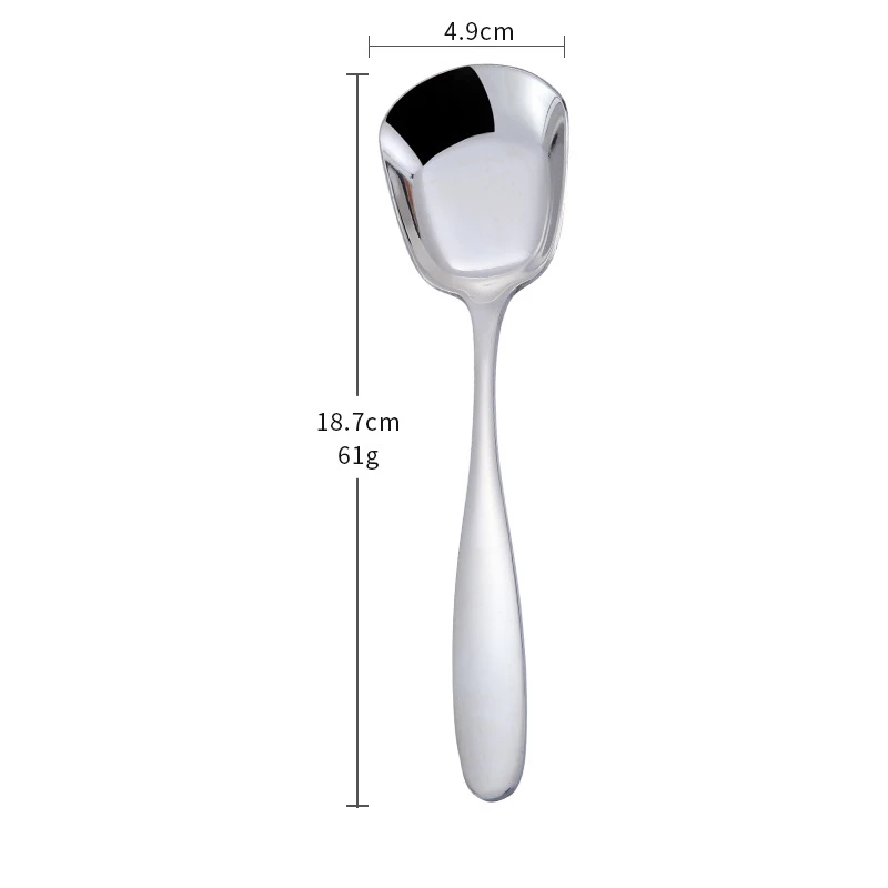 3 Size Stainless Steel Large Square Kitchen Spoon Flat-bottomed Rice Soup Ladle For Dessert Soup Spoon Tea Spoon
