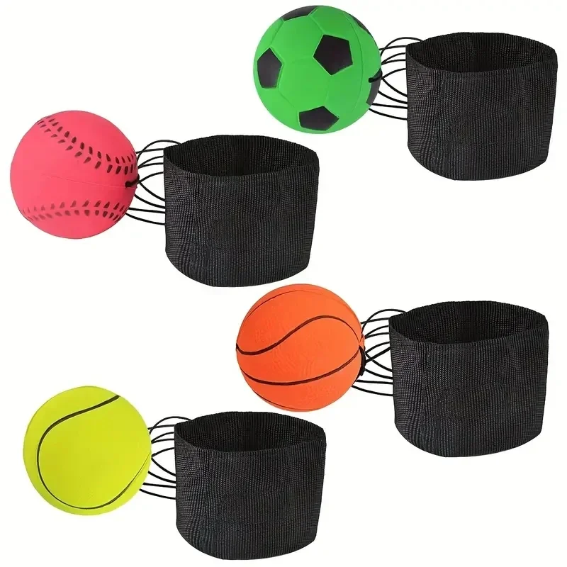 Bola Bouncy Costurada à Mão com Corda, Brinquedo De Borracha Sólida, Bumerangue, Explosão, Tempo ocioso, 6cm