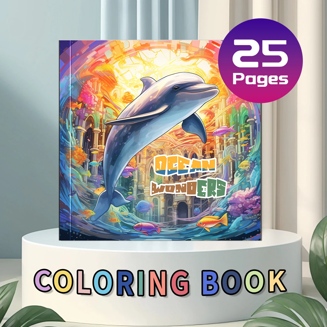 1pc イルカ宮殿鉛筆ぬりえブック厚みのある紙 25 ページのイラスト