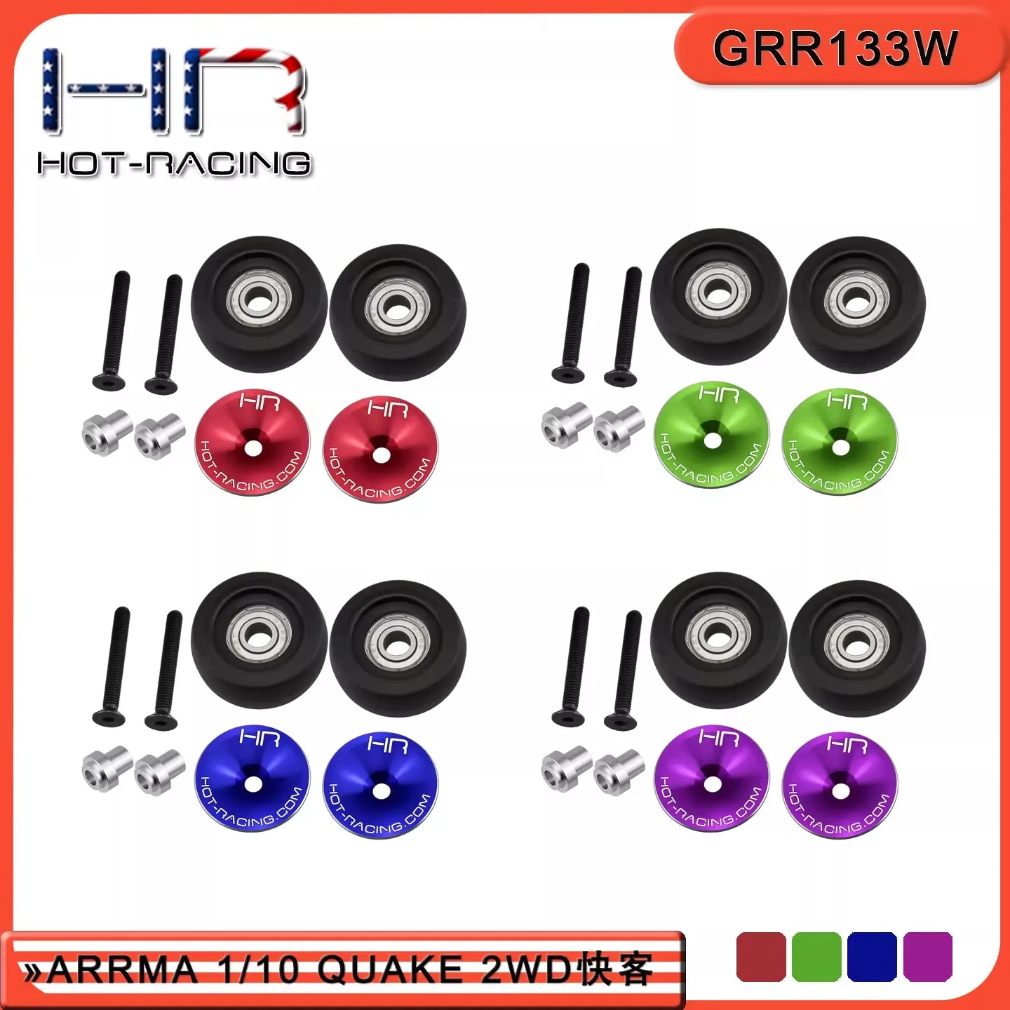 

HR ARRMA 1/10 Quake 2WD Quick Car Bearing Head up Wheel+Wheel Cover Kit