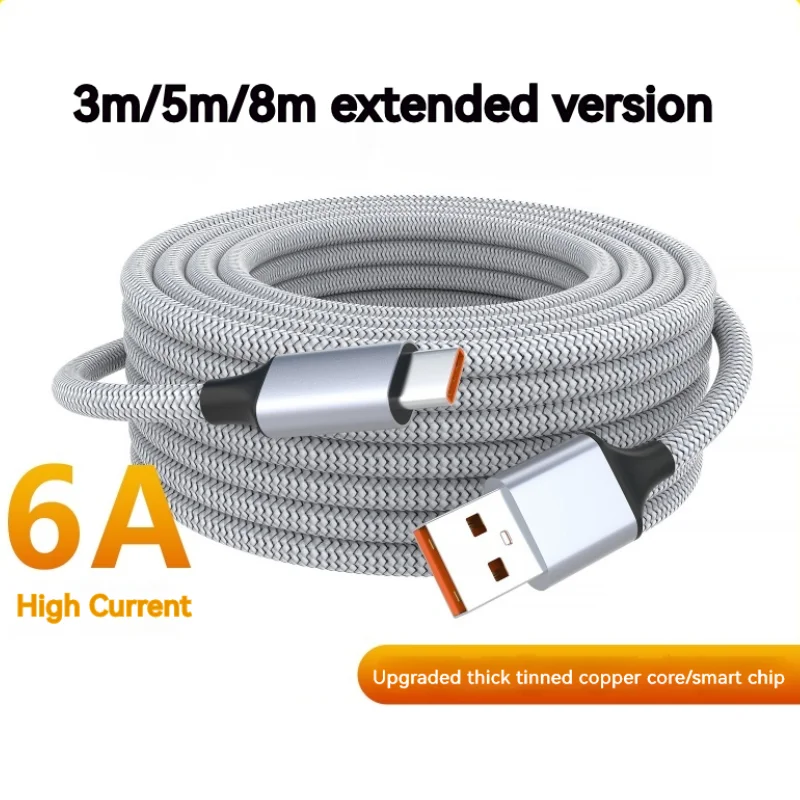 5 מ 'מורחב 6a טעינה מהירה סופר מהיר בתוספת כבל טעינה ארוך במיוחד עבור כבל נתונים בגודל 3 מ' 8 מ'