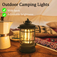 Camping Lamp Retro Portable Camping Lantern Stepless Dimming Camping Light Hanging Lamp Outdoor Hiking Fishing Emergency Light