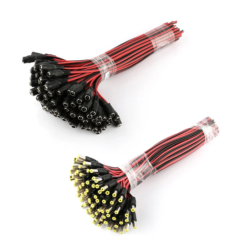 {QTG333} 5 Pcs Male+5pcs Female Jack Cable Pigtail CCTV Power Adaptor Plug Connector DC 12V 2.1x5.5mm