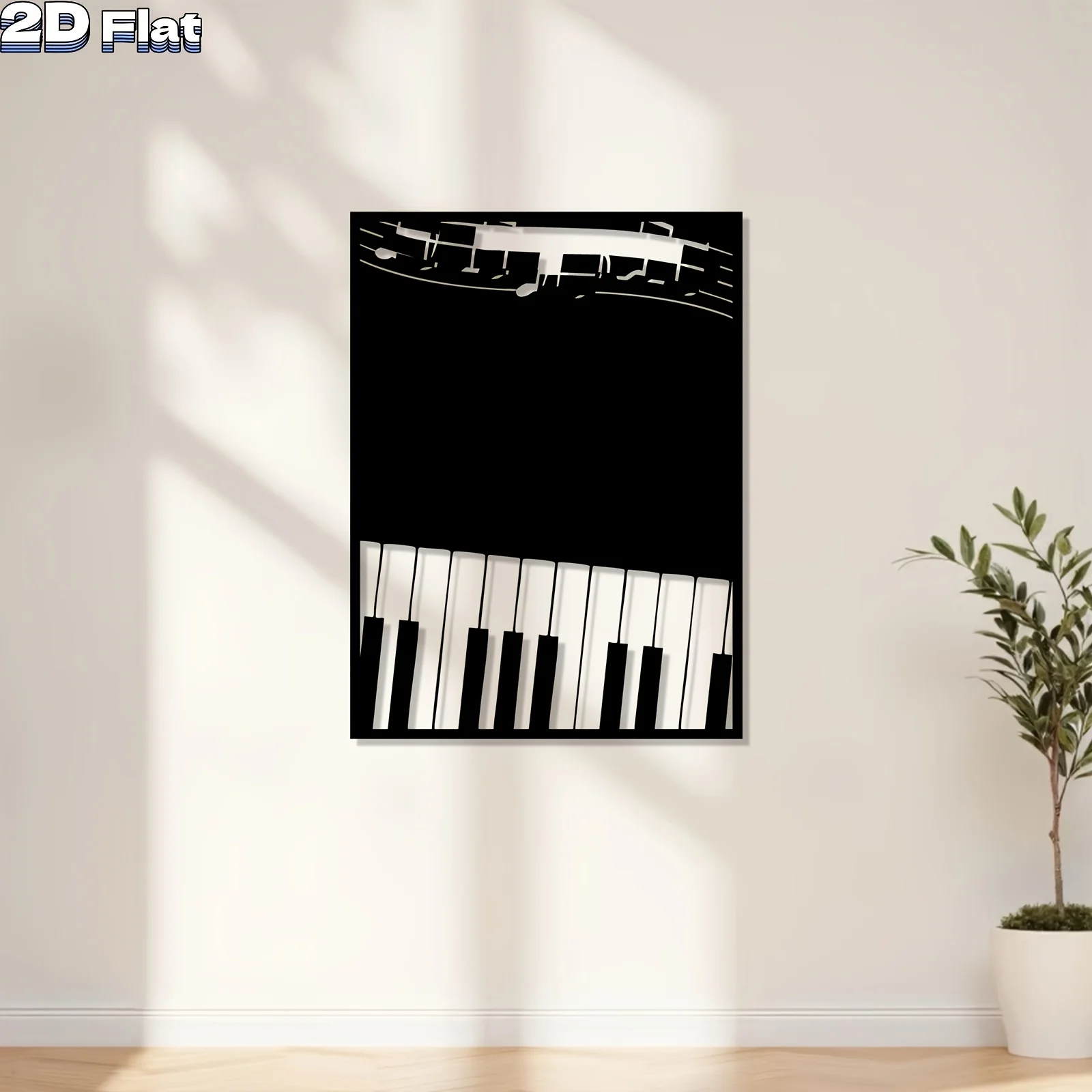 Piano Keyboard & Music Notes Metal Wall Decor, Premium Finish Iron Statue Mural, Modern Wall Sculpture for Living Room