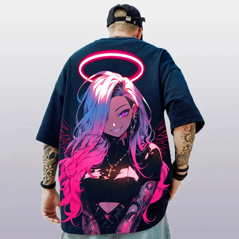 Anime T-shirt for Men's Oversized Summer New Fashionable Men's Shirt Loose 3D Short Sleeved Clothing Top Casual Hip-hop T-shirt