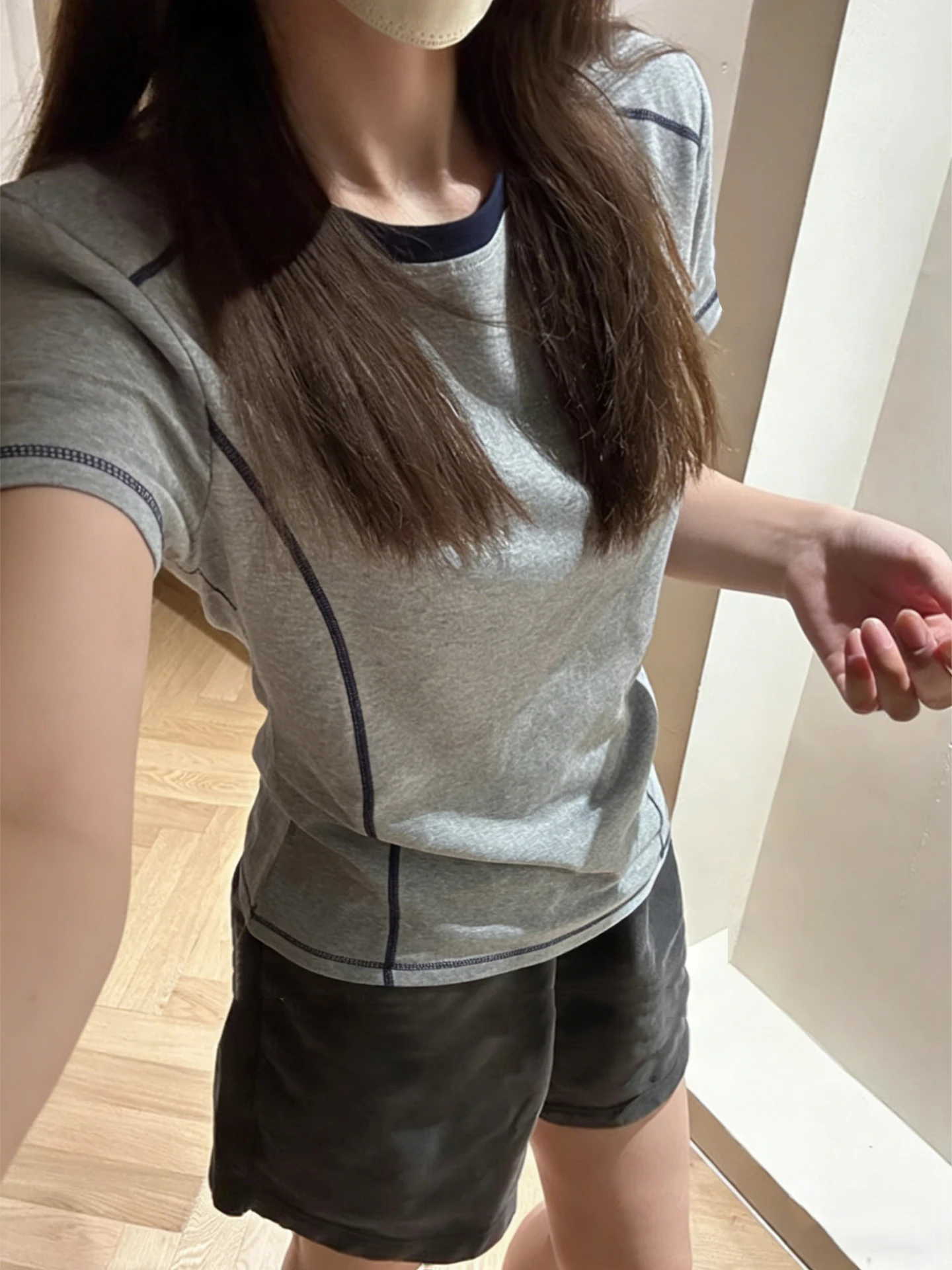 Women's Slim Fit Short Sleeve T-Shirt Korean Style Base Layer Shirt Inner Wear Stitch Design Summer Cotton Moisture Wicking r...