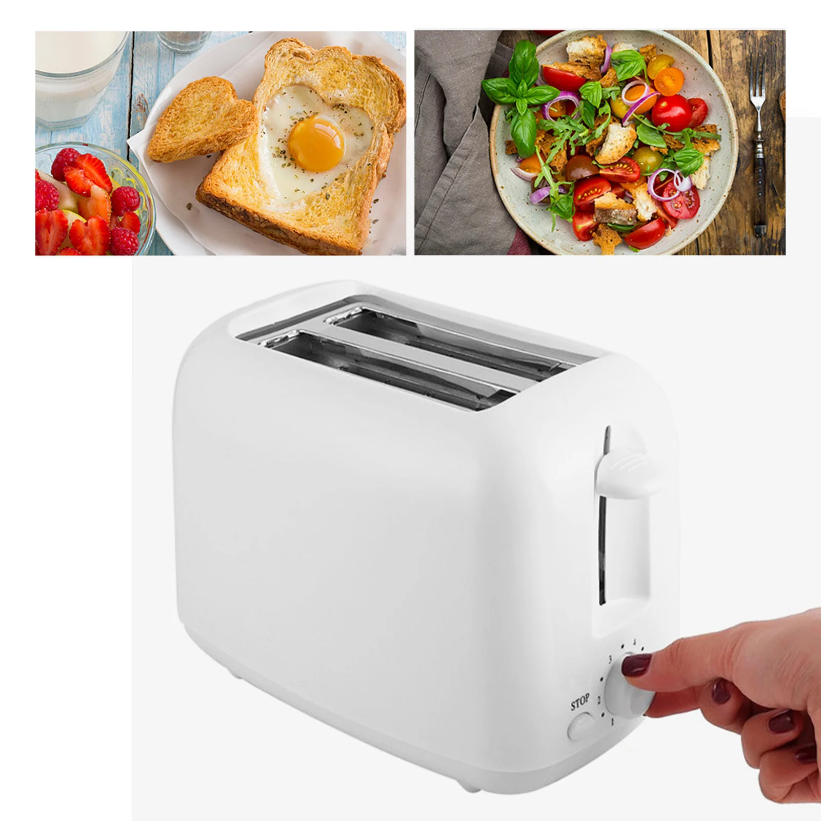 

650W Breakfast Toaster 650W Toaster with Slots 6 Gears White Bread Toast Machine for Home Breakfast US 110V Toaster