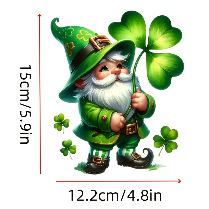 Saint Patrick's Day Leprechaun Clover Vinyl Sticker, Cute Cartoon Self-Adhesive Decor for Plastic, Wood, Glass, Metal Surfaces