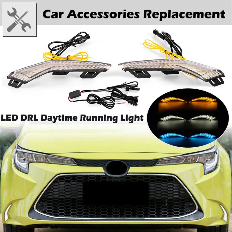 

Rhyming Dynamic LED Fog Lamp Assembly DRL Daytime Running Light White&Amber&Blue Fit For Toyota Corolla L LE XLE 2020-2021