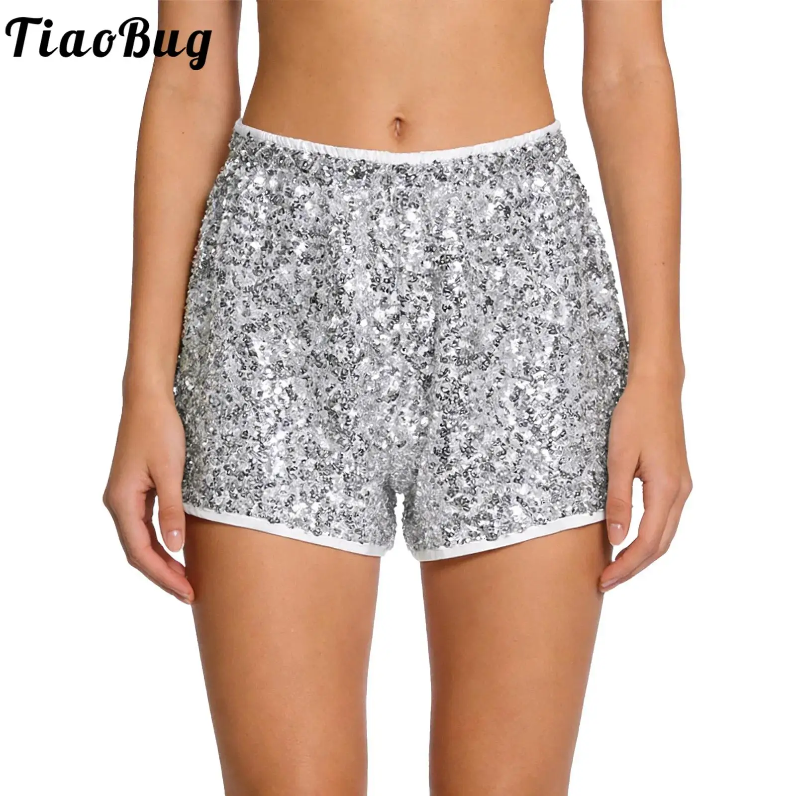 

Женские блестящие шорты с пайетками, эластичные, с высокой талией, полностью на подкладке, для сцены, музыкальных фестивалей, танцев на пилоне, костюмов