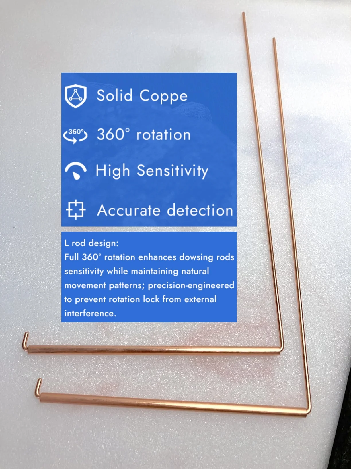 99.9% Copper Dowsing Rods - 2-Pack Divining Rods - Ghost Hunting Equipment & Witchcraft Divination Tools, Detect Gold, Water, Sp