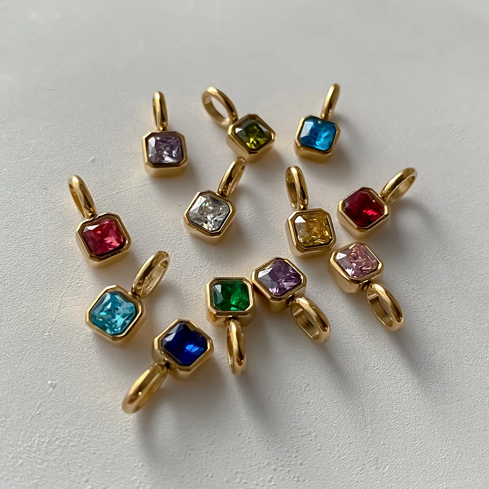 EMANCO Edelstahl Klassische Oktagon Geburtsstein-Anhänger 14K Vergoldeter Anhänger für DIY Schmuckherstellung Halskette – Detail 5