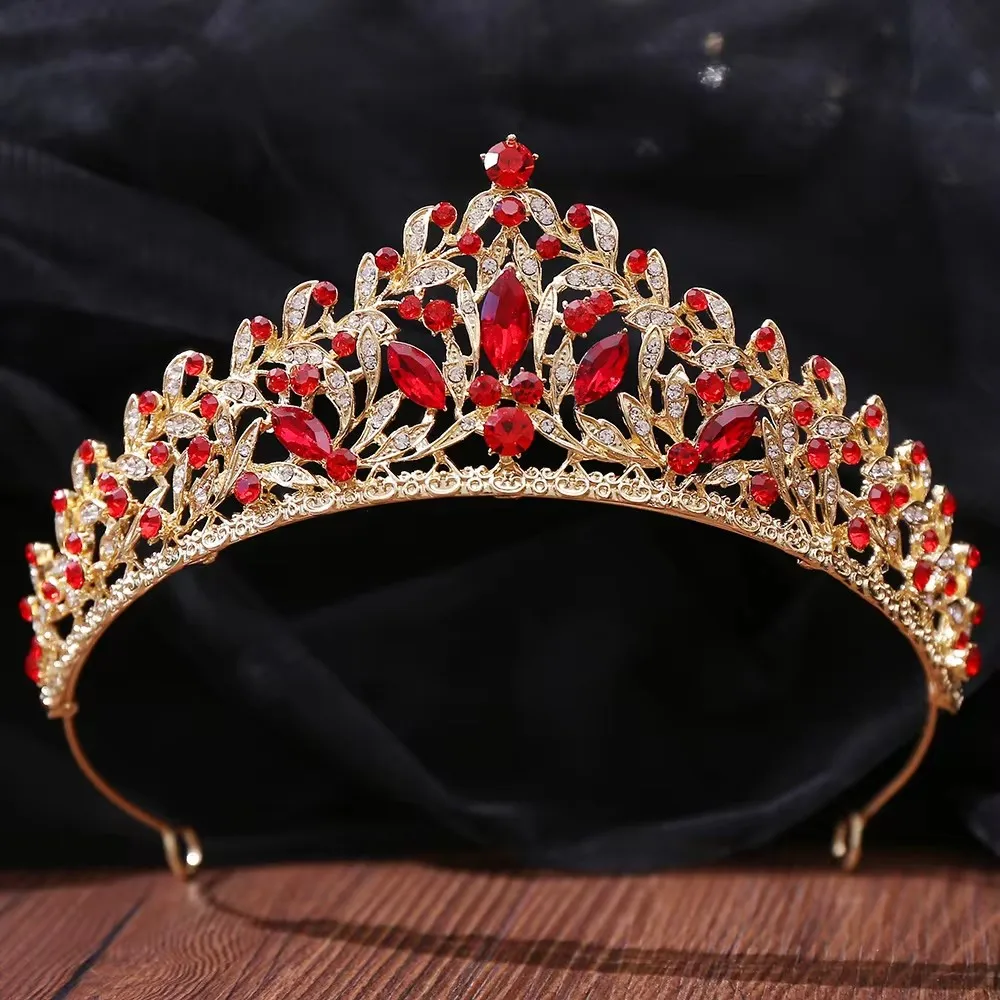 

1pc Luxurious Bridal Hair Accessory Rhinestone Ruby Crown Suitable For Weddings Parties Banquets Birthdays Women'S Jewelry Crown