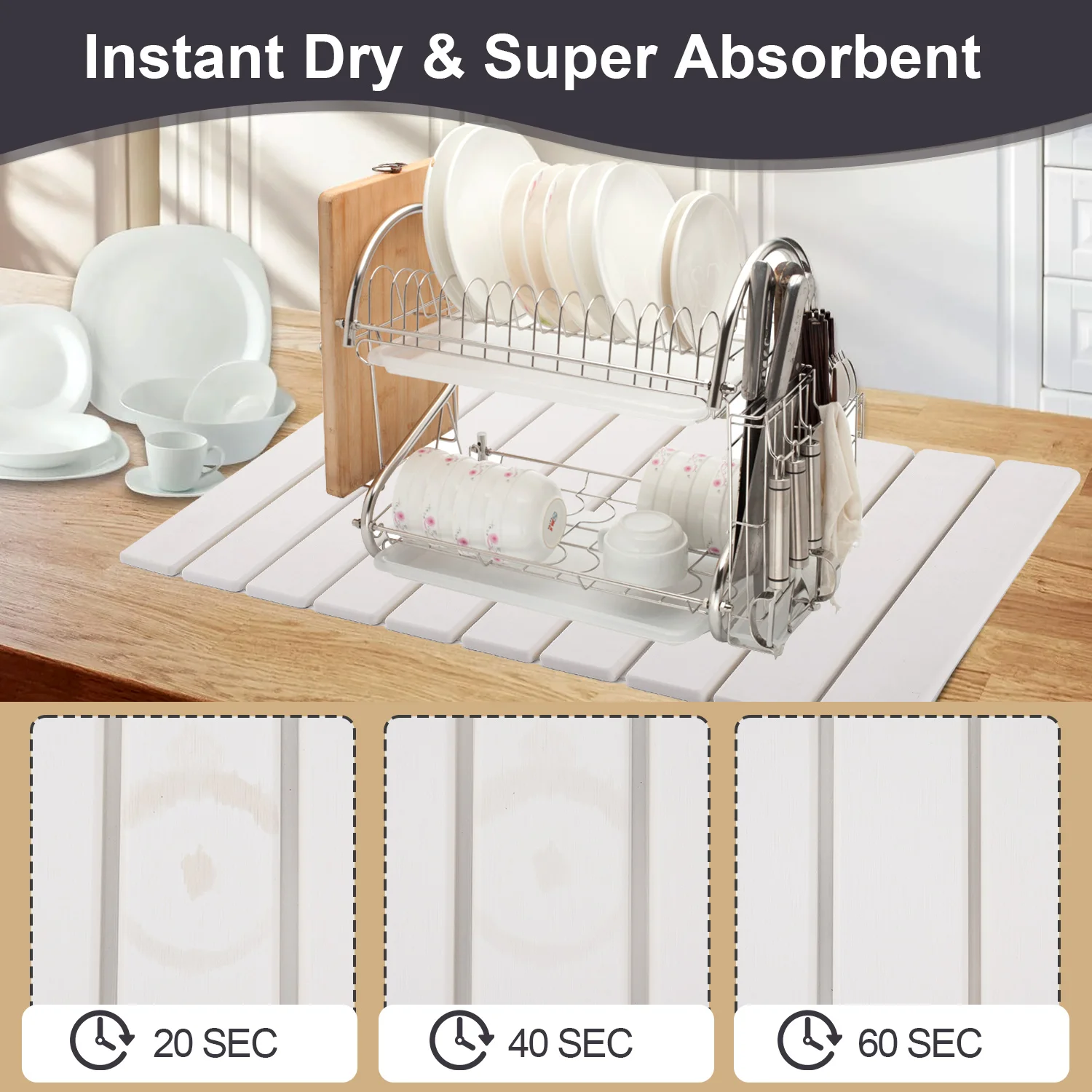 

Large Kitchen Super Absorbent Mat Coffee Dish Draining Mat Drying Mat Quick Dry Bathroom Drain Pad Kitchen Faucet Placemat