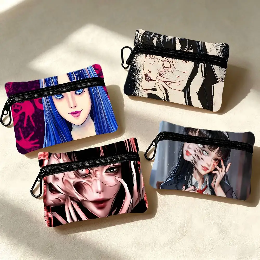 Comics Tomie Kawakami Wallet Detachable Carabiner Hook Compact Storage Bag For Outdoor Shopping Accessory