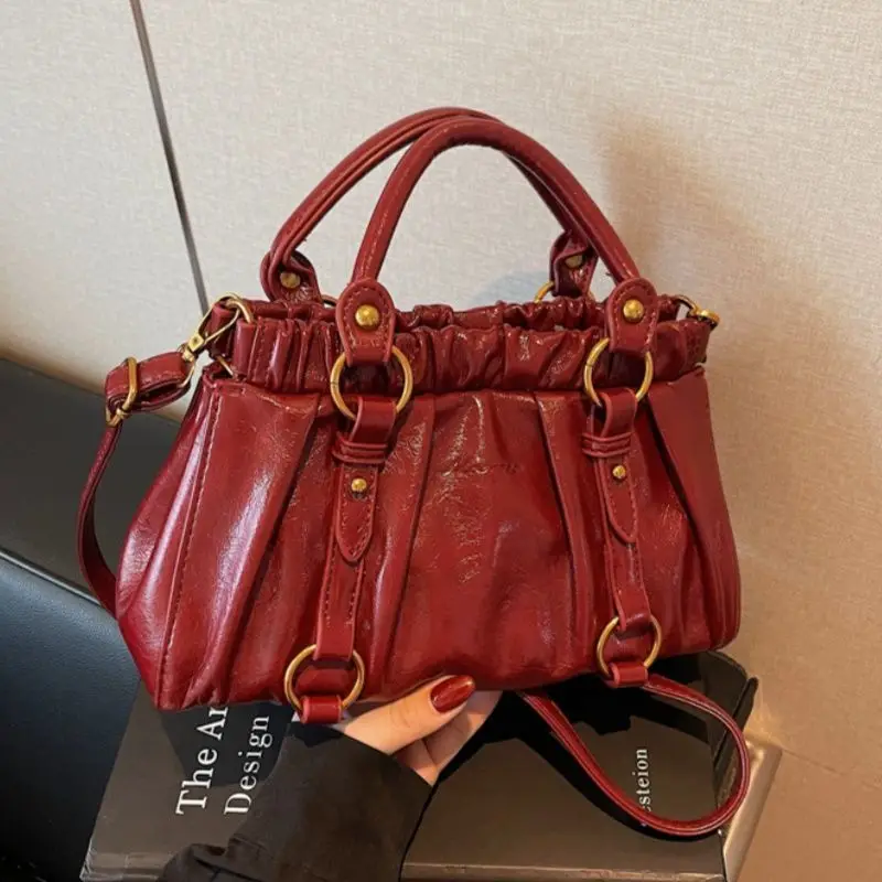 

Niche Retro Pleated Cloud Handbag Women New 2025 Korean-style Single-shoulder Crossbody Bags High-end Hand-held Motorcycle Bag