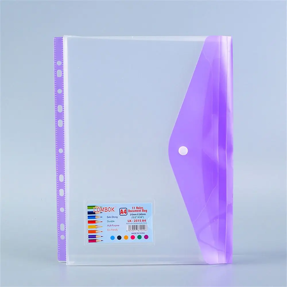 with Button Transparent Storage Bag File Bag Zipper bag Document Bag Document Organizer A4 File Folders Test Paper Holder