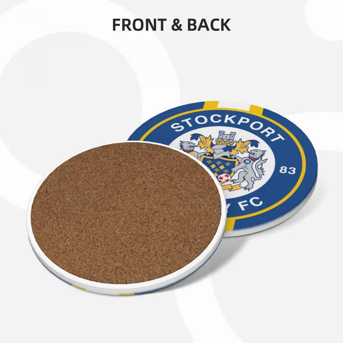 Stockport County Gold and White Stripe Badge Ceramic Coasters (Set of 4) for cups set ceramic tea cup holder for table Coasters